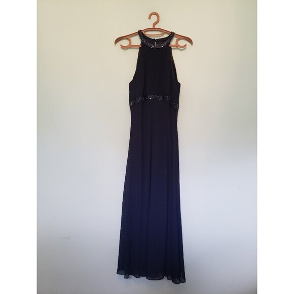 Jones Wear Dresses & Skirts - Vtg Jones Wear Womens 14 Evening Formal Dress Sleeveless Navy Maxi Beads FLAW